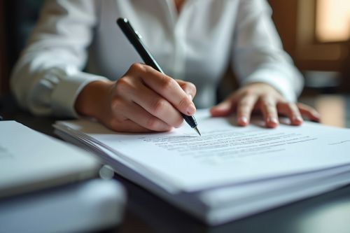 Person unterschreibt Dokument